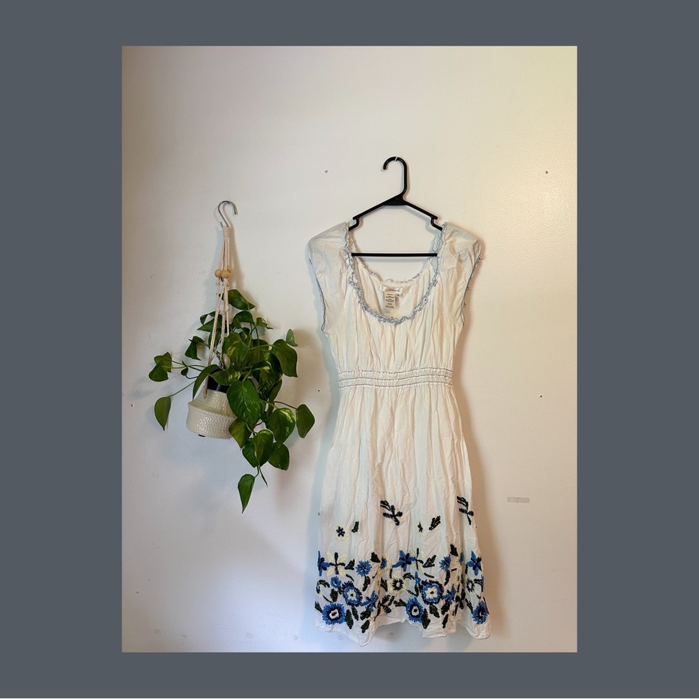 Embroidered Flower Sun Dress